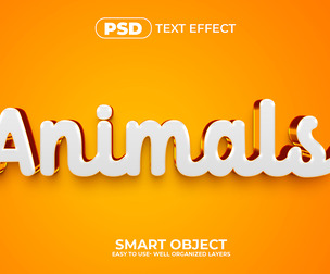 3D Animals PSD Fully Editable Text Effect. Layer Style PSD Mockup Template