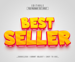 3D Best Seller  PSD Fully Editable Text Effect. Layer Style PSD Mockup Template