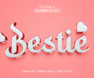 3D Bestie  PSD Fully Editable Text Effect. Layer Style PSD Mockup Template