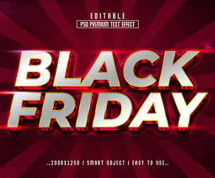 3D Black Friday PSD Fully Editable Text Effect. Layer Style PSD Mockup Template