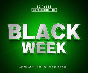 3D Black Week PSD Fully Editable Text Effect. Layer Style PSD Mockup Template