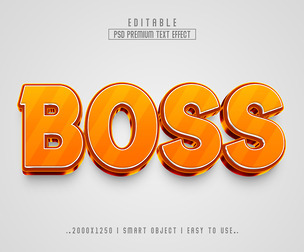 3D Boss PSD Fully Editable Text Effect. Layer Style PSD Mockup Template