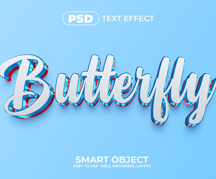3D Butterfly PSD Fully Editable Text Effect. Layer Style PSD Mockup Template