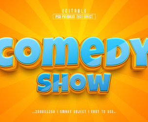 3D Comedy Show PSD Fully Editable Text Effect. Layer Style PSD Mockup Template