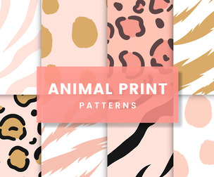 8 Seamless Animal Textures, Wildlife Vector Patterns.