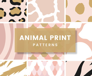 9 Seamless Animal Textures, Wildlife Vector Patterns.