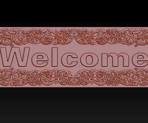 WELCOME ORNAMENTAL CNC SIGN 3D RELIEF MODEL