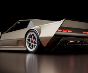 Cyber styled 70s concept supercar