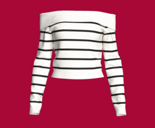 Girls Striped Drop Shoulder Sweater | Marvelous / Clo3d / obj / fbx