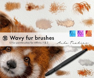 Wavy Fur Paint Brushes Set Textured Wavy hair brushes for Affinity 1 & 2