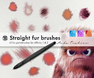 Straight Fur Paint Brushes Set Textured Straight Fur Hair Brushes for Affinity Apps 1 & 2