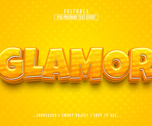 3D Glamor PSD Fully Editable Text Effect. Layer Style PSD Mockup Template