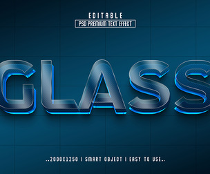3D Glass PSD Fully Editable Text Effect. Layer Style PSD Mockup Template