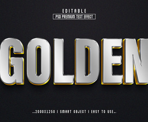 3D Golden PSD Fully Editable Text Effect. Layer Style PSD Mockup Template