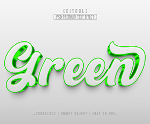 3D Green PSD Fully Editable Text Effect. Layer Style PSD Mockup Template