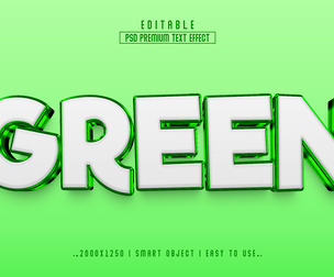 3D Green PSD Fully Editable Text Effect. Layer Style PSD Mockup Template