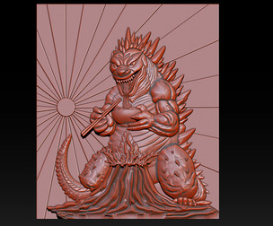 Kaiju Dragon Eating Ramen 3D Relief