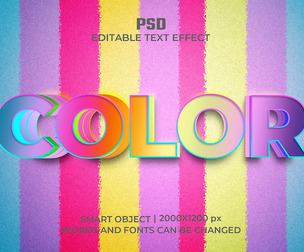 3D Color PSD Fully Editable Text Effect. Layer Style PSD Mockup Template