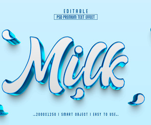 3D Milk PSD Fully Editable Text Effect. Layer Style PSD Mockup Template