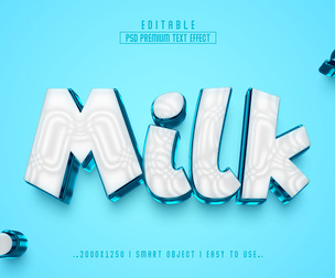 3D Milk PSD Fully Editable Text Effect. Layer Style PSD Mockup Template