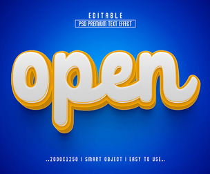 3D Open PSD Fully Editable Text Effect. Layer Style PSD Mockup Template