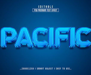 3D Pacific PSD Fully Editable Text Effect. Layer Style PSD Mockup Template