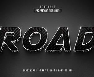 3D Road PSD Fully Editable Text Effect. Layer Style PSD Mockup Template