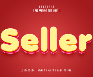 3D Seller PSD Fully Editable Text Effect. Layer Style PSD Mockup Template