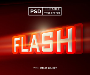 3D Flash PSD Fully Editable Text Effect. Layer Style PSD Mockup Template