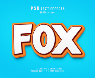 3D Fox PSD Fully Editable Text Effect. Layer Style PSD Mockup Template