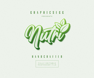 3D Nutri PSD Fully Editable Text Effect. Layer Style PSD Mockup Template