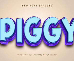 3D Piggy PSD Fully Editable Text Effect. Layer Style PSD Mockup Template