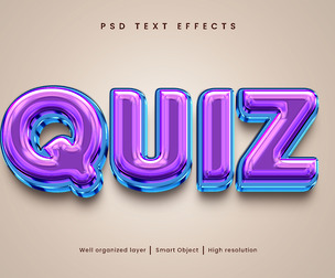 3D Quiz PSD Fully Editable Text Effect. Layer Style PSD Mockup Template