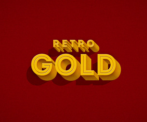 3D Retro Gold PSD Fully Editable Text Effect. Layer Style PSD Mockup Template