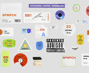 Authentic Sticker, Ripped Paper PSD Mockup, Urban Wrinkled Textures, Distressed Labels