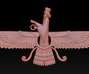 Faravahar 3D Relief Model for Jewelry