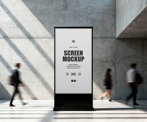 Urban Screen Mockup PSD Template - Modern Totem Display