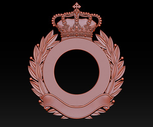 Royal Crown Laurel Wreath Frame 3D Relief