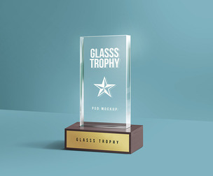 Glass Trophy Mockup PSD Template - Elegant Recognition Award