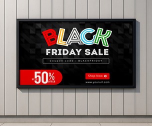 Minimalist Framed Wallscape Mockup PSD Template - Modern Horizontal Billboard
