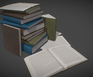 Realistic Low Poly Book and Paper Props Pack - Game-Ready PBR Low-poly 3D model