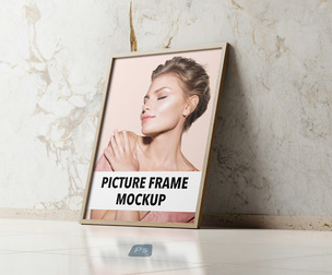 Picture Frame Mockup PSD Template - Elegant Marble Interior