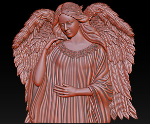 Divine Angel 3D Relief  Memorial Tombstone Sculpture
