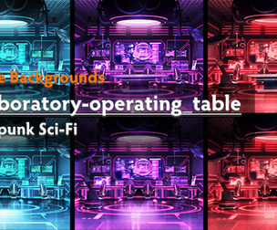 12 Cyberpunk Sci-Fi Backgrounds - "Labo-operating_table"