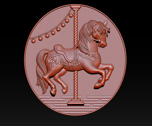 Whimsical Carousel Horse 2.5D Relief