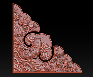 Oriental Koi Fish Corner Relief