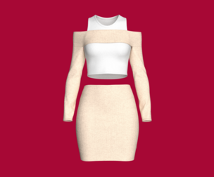 Girls Off Shoulder Crop Dress With Skirt | Marvelous / Clo3d / obj / fbx
