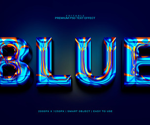3D Blue PSD Fully Editable Text Effect. Layer Style PSD Mockup Template