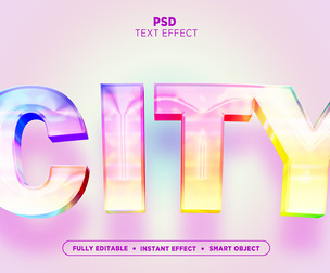 3D City PSD Fully Editable Text Effect. Layer Style PSD Mockup Template