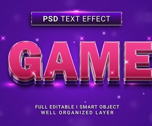 3D Game PSD Fully Editable Text Effect. Layer Style PSD Mockup Template